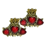 2x Haargreifer Herz Haarklammer Metall Strass rot gold 4550a